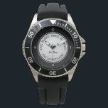 Custom Golf Ball Sports Golfer Quote Black White W Watch<br><div class="desc">Classic design features a custom golf template that allows for personalisation for your favourite avid golfer. Keep "Tee Time" or use the template to add name or personalised text up to 16 characters! A realistic image of a golf ball is in the centre of a sophisticated black background. Funny golfer...</div>