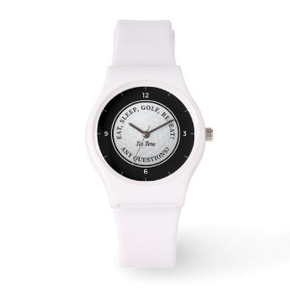 Custom Golf Ball Sports Golfer Quote Black & White Watch