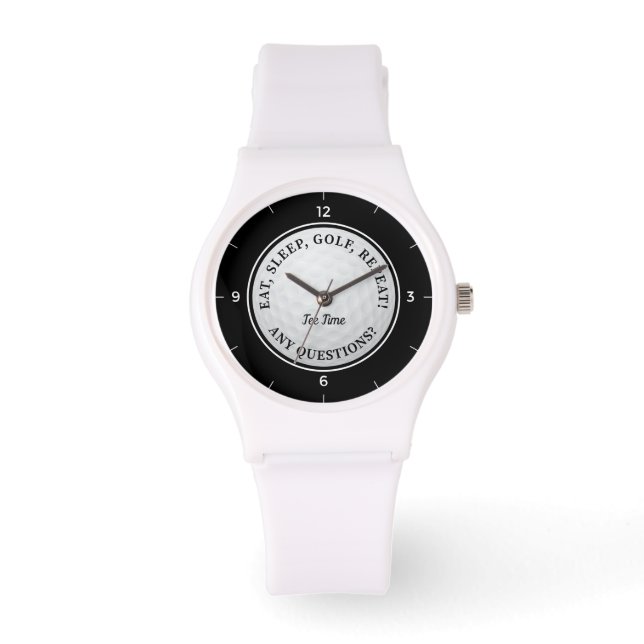 Custom Golf Ball Sports Golfer Quote Black & White Watch (Front)