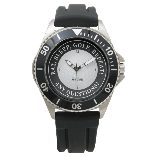 Custom Golf Ball Sports Golfer Quote Black & White Watch (Front)