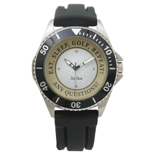 Custom Golf Ball Sports Golfer Quote Gold Black Watch (Front)