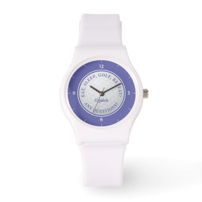 Custom Golf Ball Sports Golfer Quote Periwinkle Watch (Front)