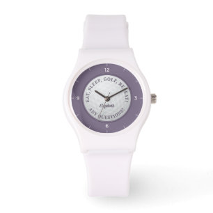 Custom Golf Ball Sports Golfer Quote Purple Chic Watch