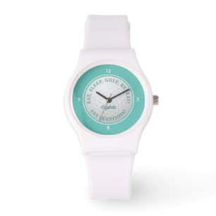 Custom Golf Ball Sports Golfer Quote Teal Chic  Watch