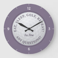 Custom Golf Ball Sports Quote Purple Large Clock