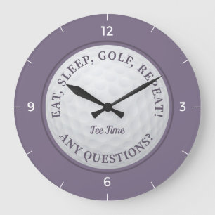 Custom Golf Ball Sports Quote Purple Large Clock