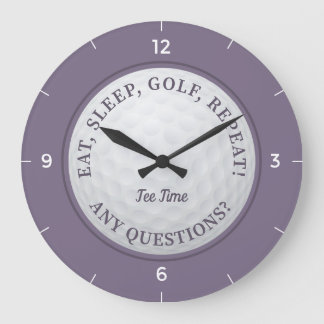 Custom Golf Ball Sports Quote Purple Large Clock