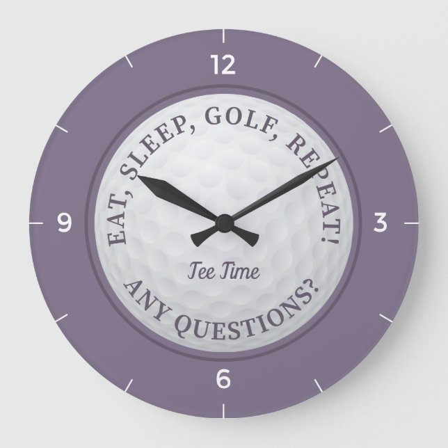 Custom Golf Ball Sports Quote Purple Large Clock (Front)