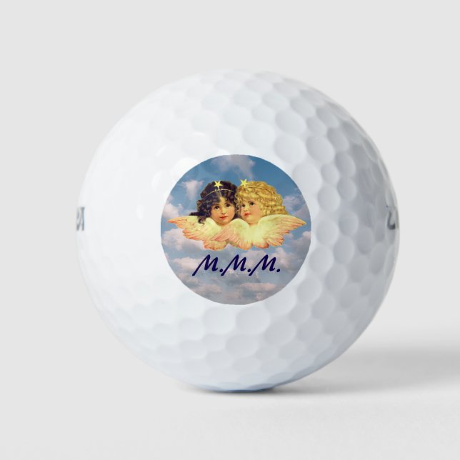 CUSTOM GOLF BALLS PERSONAL INITIALS VINTAGE ANGEL (Front)