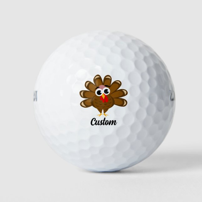 Custom golf balls with funny turkey bird logo (Front)