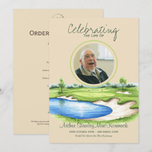 Custom Golf Celebration of Life Memorial Funeral Programme