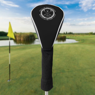 Custom Golf Club Name Personalised Black And White Head Cover