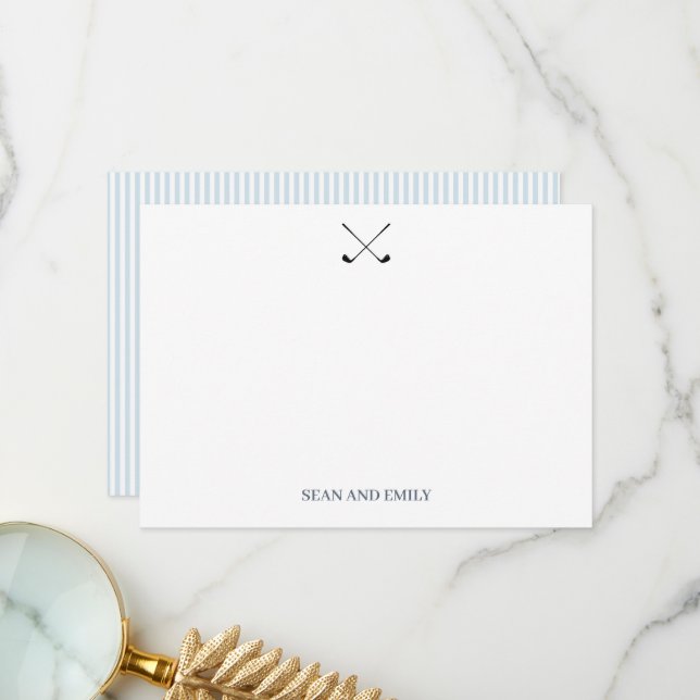 Custom Golf Clubs Logo Nautical Stationary Thank You Card (Front/Back In Situ)