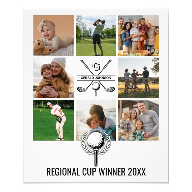 Custom Golf Collage with Monogram Design Photo Print (Front)