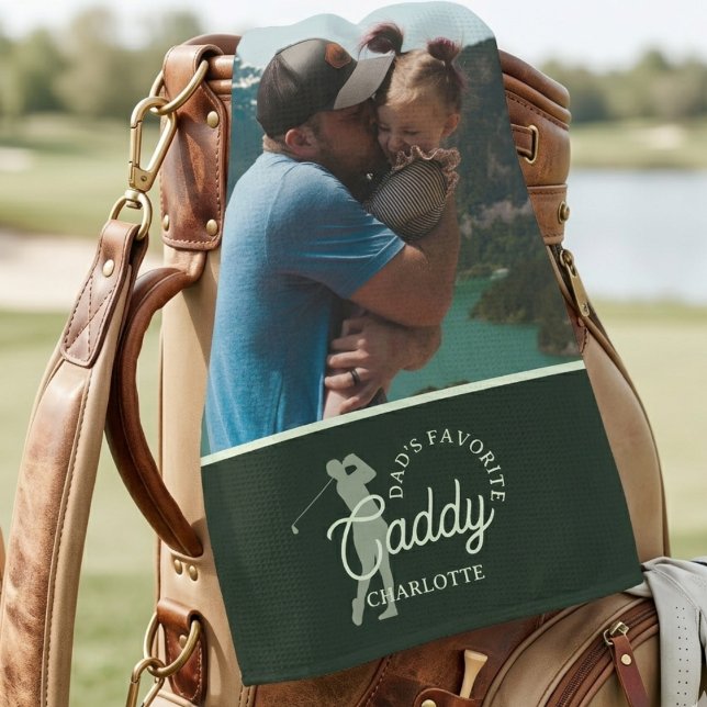 Custom Golf Dad Favourite Caddy Logo Head Towel (Dad’s Favorite Caddy Photo Golf Towel)
