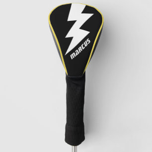 Custom golf driver cover with lightning bolt logo