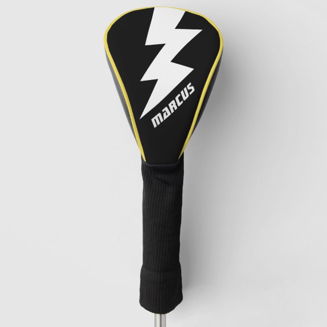 Custom golf driver cover with lightning bolt logo (Front)
