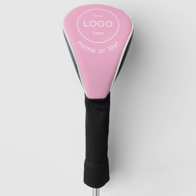 Custom Golf head cover with Company Logo pink  (Front)