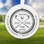Custom Golf Hole In One Retro Black And White Ornament<br><div class="desc">Featuring an aged stamp effect classic retro design. Personalise the name,  location hole number and date to create a great golf keepsake to celebrate that fantastic hole in one. Designed by Thisisnotme©</div>