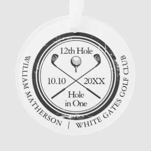Custom Golf Hole In One Retro Black And White Ornament