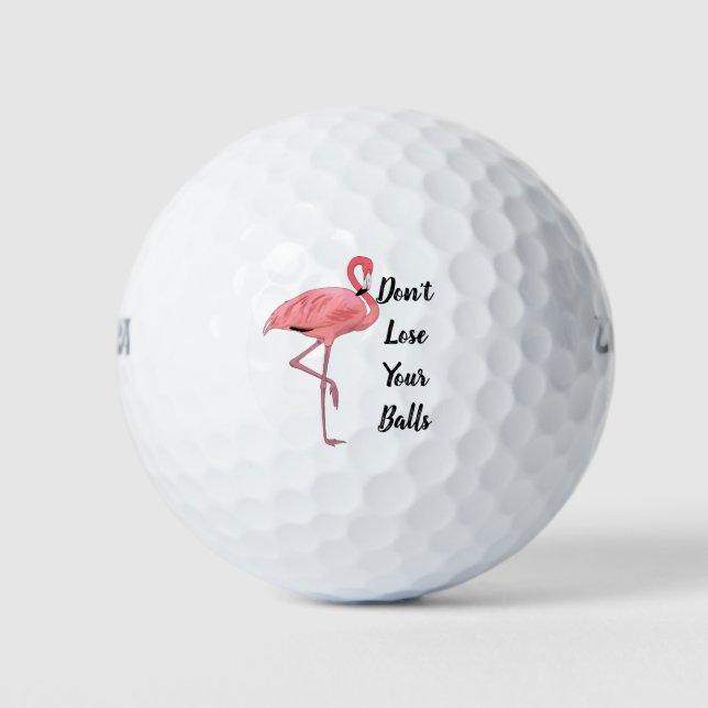 Custom Golf Humour Pink Flamingo Golf Balls (Front)