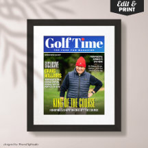 Custom Golf Magazine Cover, Fun Gift for Golfer