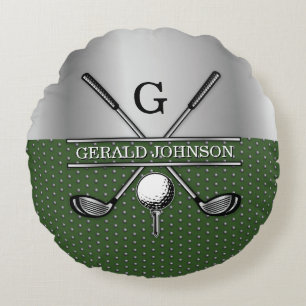 Custom Golf Monogram Design Round Cushion