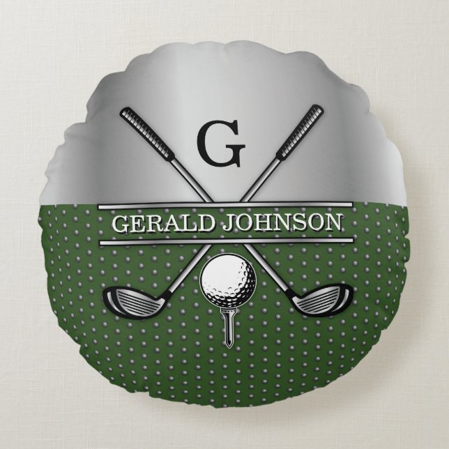 Custom Golf Monogram Design Round Cushion (Front)