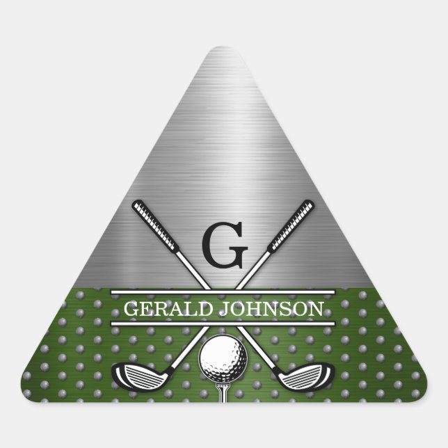 Custom Golf Monogram Design Triangle Sticker (Front)