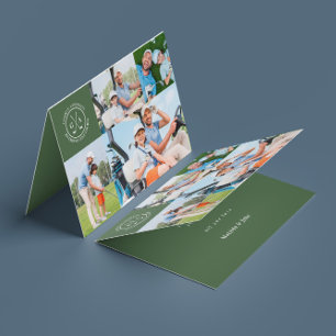 Custom Golf Multi Photo Monogram Fathers Day Card