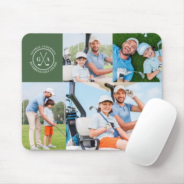 Custom Golf Multi Photo Monogram Fathers Day Mouse Mat (With Mouse)