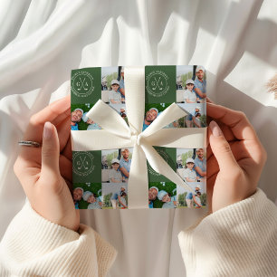 Custom Golf Multi Photo Monogram Fathers Day Wrapping Paper