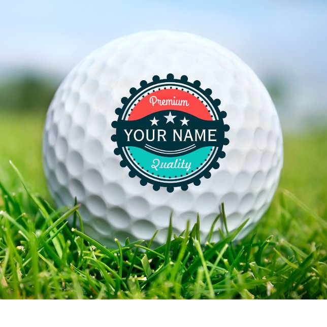 Custom Golf Player Name Red Green Balls (Modern custom golf player ne golf ball)