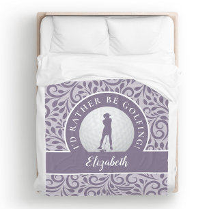 Custom Golf Silhouette Modern Pattern Purple Chic  Fleece Blanket