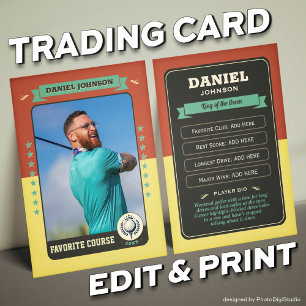 Custom Golf Trading Card, Personalized Golfer Card