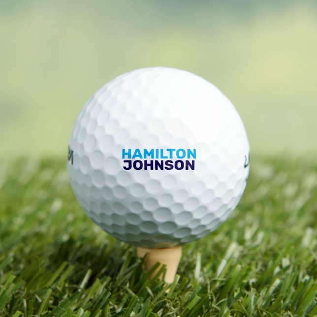 Custom Golfer Blue Bold Name  Golf Balls (Insitu Tee)