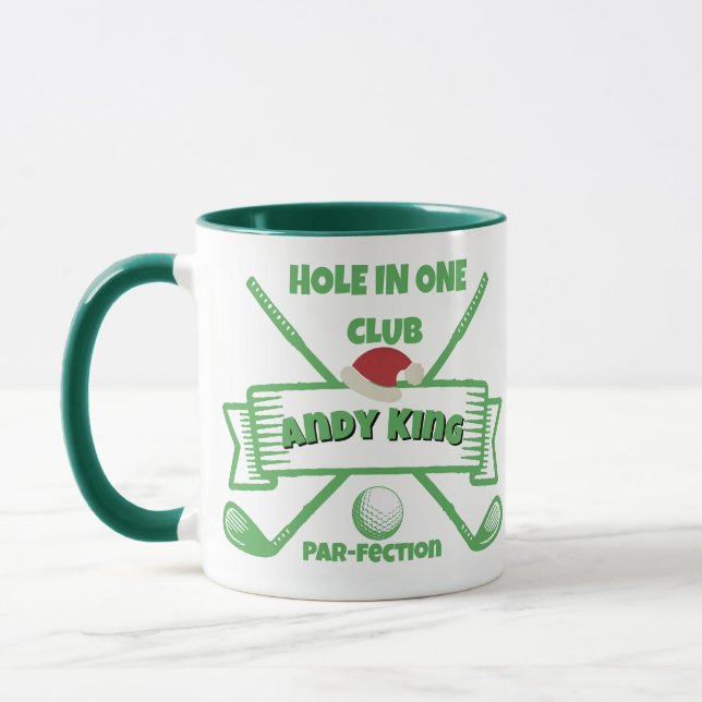 Custom Golfer Christmas Gift, Personalised Name Mug (Left)