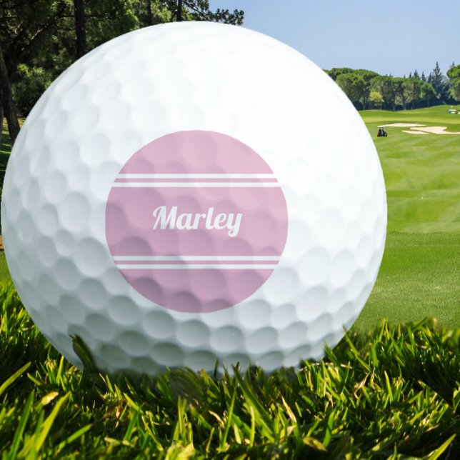 Custom Golfer Classic Name Monogram Pink For Her Golf Balls (Custom Golfer Classic Name Monogram Pink For Her Golf Balls)