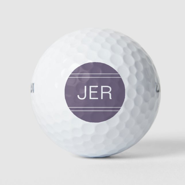 Custom Golfer Monogrammed Initials Cool Purple  Golf Balls (Front)