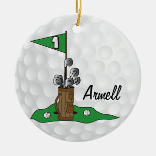 Custom - Golfer 🏌️‍♀️ on the Green    Golf Ceramic Tree Decoration