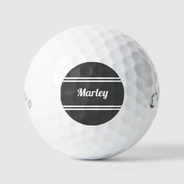 Custom Golfer Sports Classic Name Monogram Grey Golf Balls (Front)