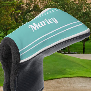 Custom Golfer Sports Modern Monogram Teal Green Golf Head Cover