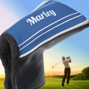 Custom Golfer Sports Modern Monogrammed Club Blue Golf Head Cover