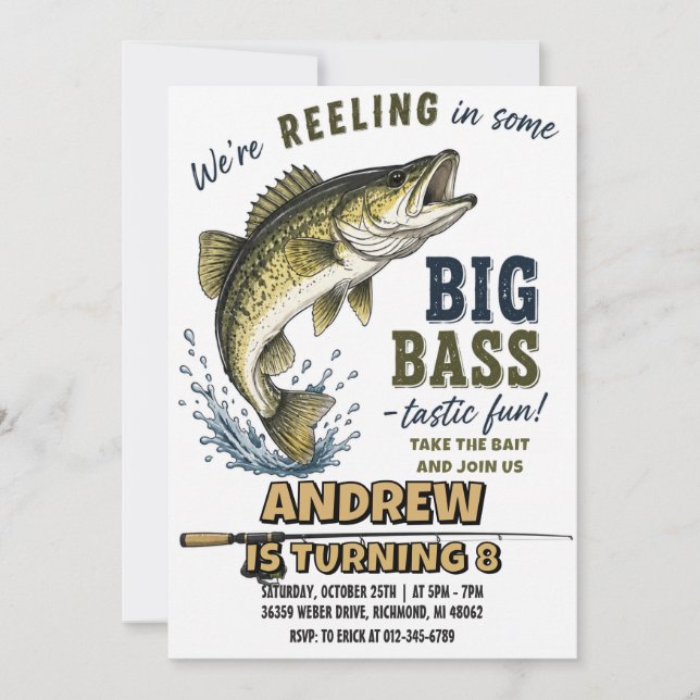 Custom Gone Fishing Birthday party Invitation (Front)
