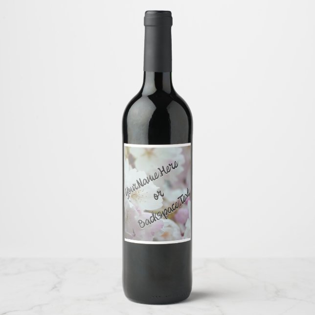 Custom Good Luck Bottle Label Cherry Blossom Label (Front)
