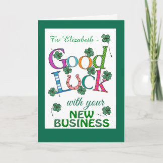 Custom Good Luck New Business Four-leaf Clover Card