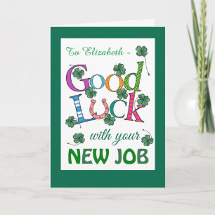 Custom Good Luck New Job Four-leaf Clover Card