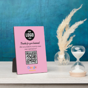 Custom Google Review QR Code Business Pink Plaque