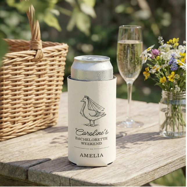 Custom Goose Doodle Weekend Bachelorette Favour Seltzer Can Cooler (Creator Uploaded)