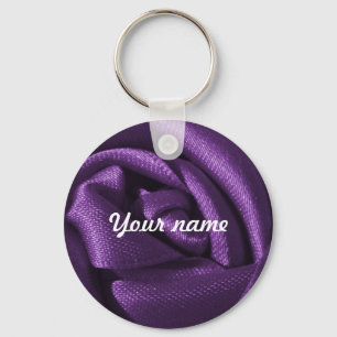 Custom Gothic Dark Purple Rose Key Ring